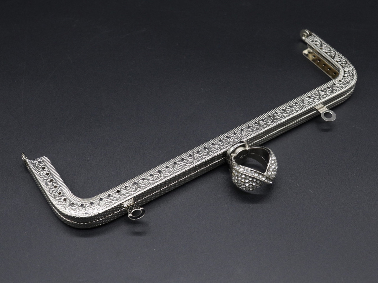 

Фермуар для сумок в форме скобы с фигурной ручкой 21 см Серебристый (FM-135)