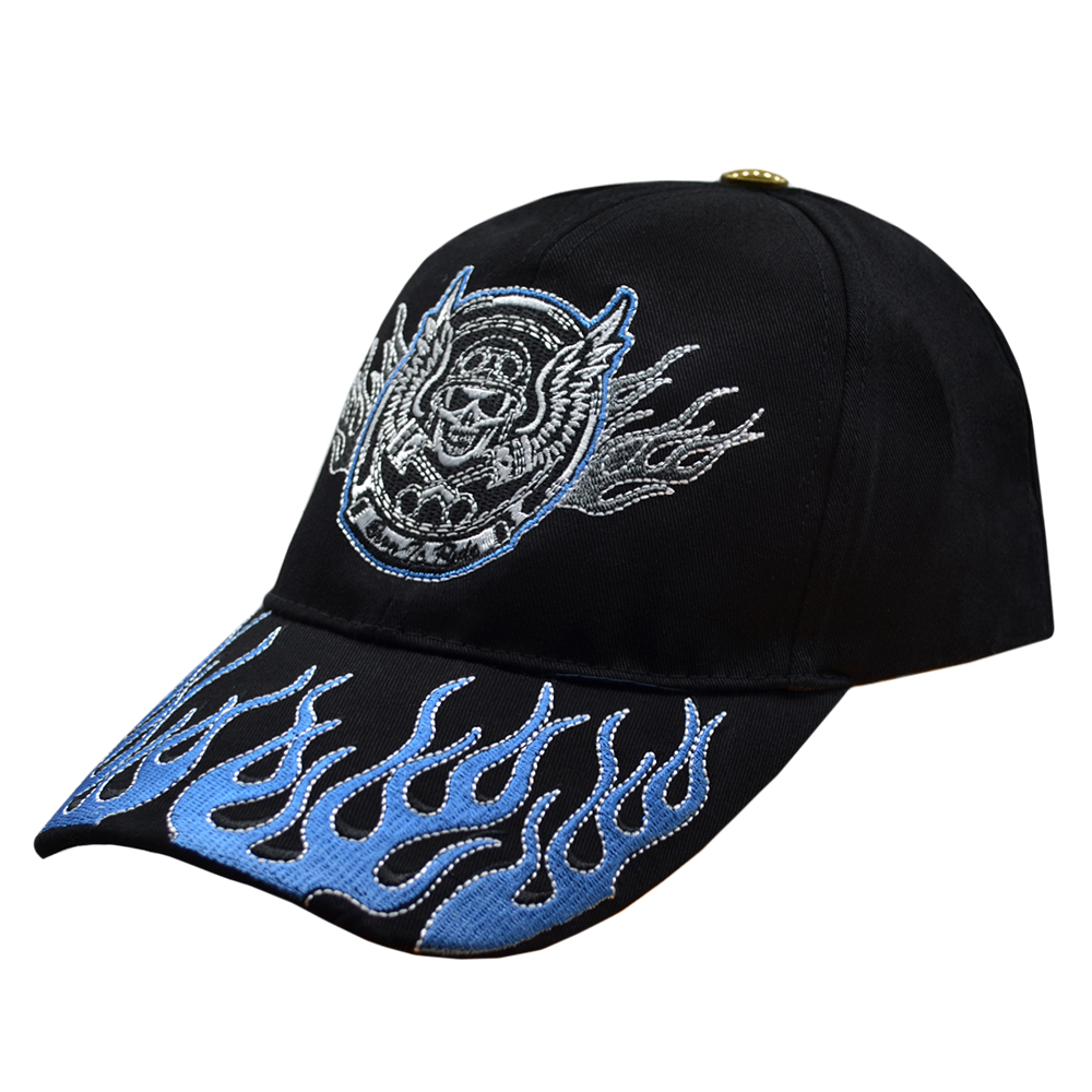 

Бейсболка вышитая Rockway Born To Ride (blue flame, skull and wings)