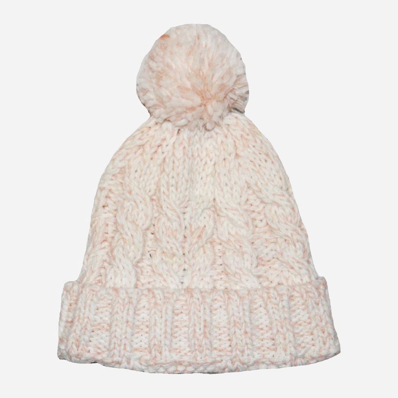 Акція на Дитяча зимова шапка-біні в'язана з помпоном для дівчинки C&A CD11106 56-60 см Біло-рожева від Rozetka