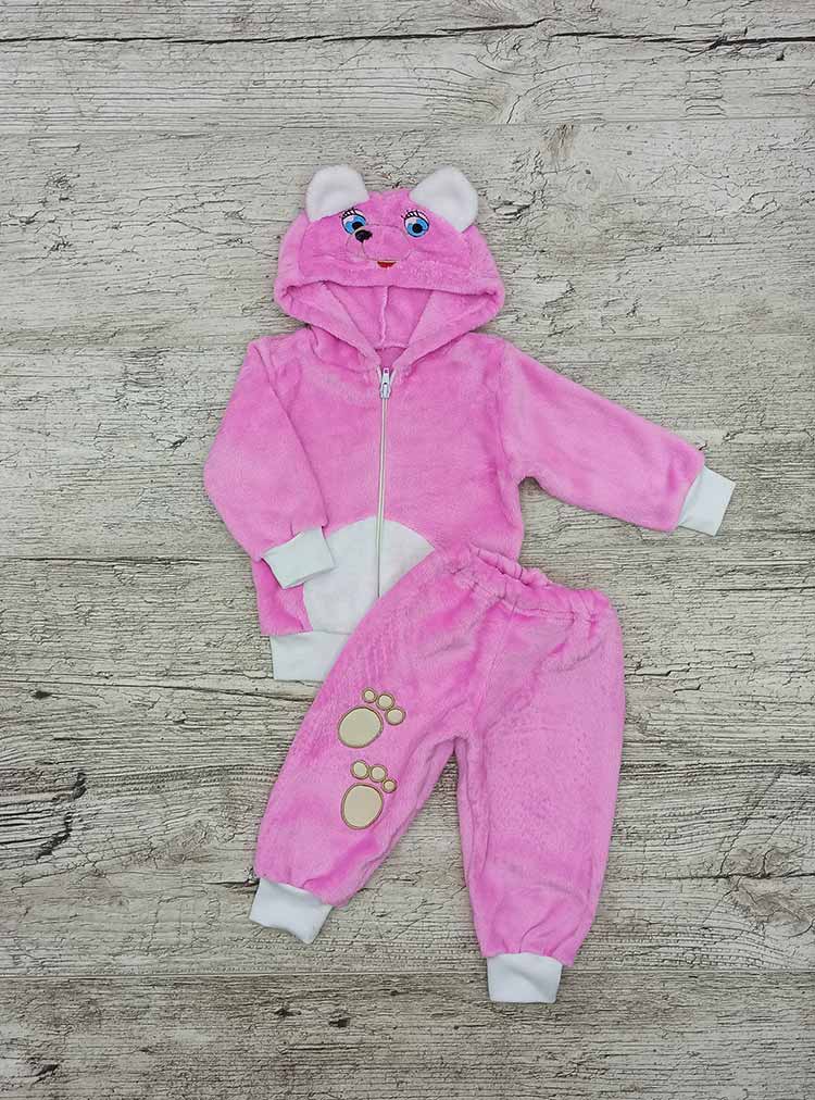 

Ясельний костюм з вишивкою Ведмідь рожевий 00387, 56-62 см. (1-3 міс.)