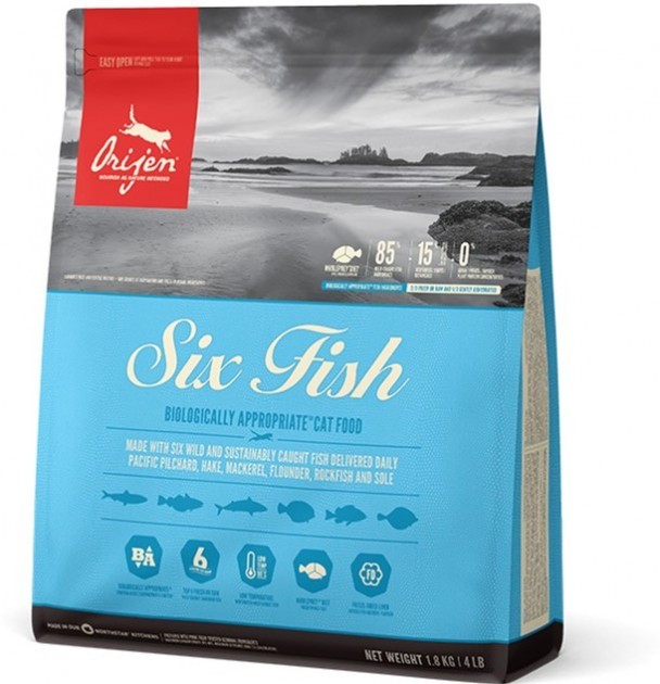 

Сухой корм для кошек всех пород Orijen Six 6 Fish Cat & Kitten с рыбой 1.8 кг (o28118)