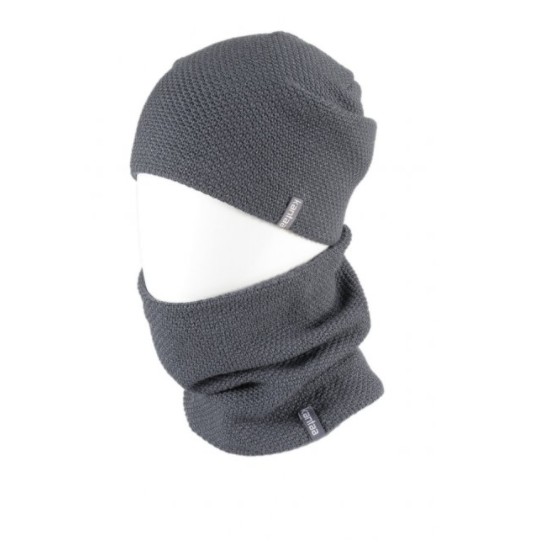

Вязаная шапка КАНТА Fashion Hat с Buff снуд унисекс 57-58 темно-серый