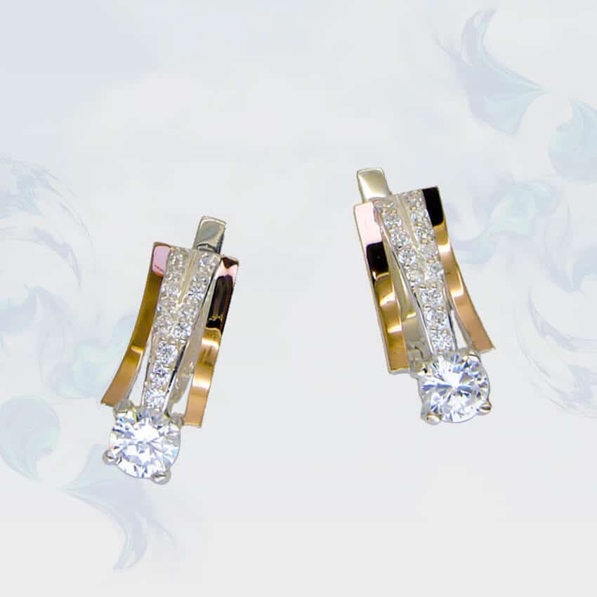 

Серьги из серебра с золотыми вставками SilverUA модель 115