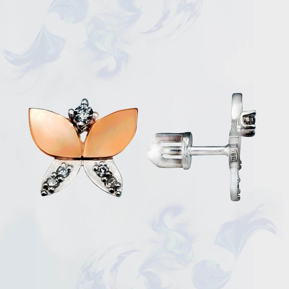 

Серьги-гвоздики (пусеты) из серебра с золотыми вставками SilverUA модель П1