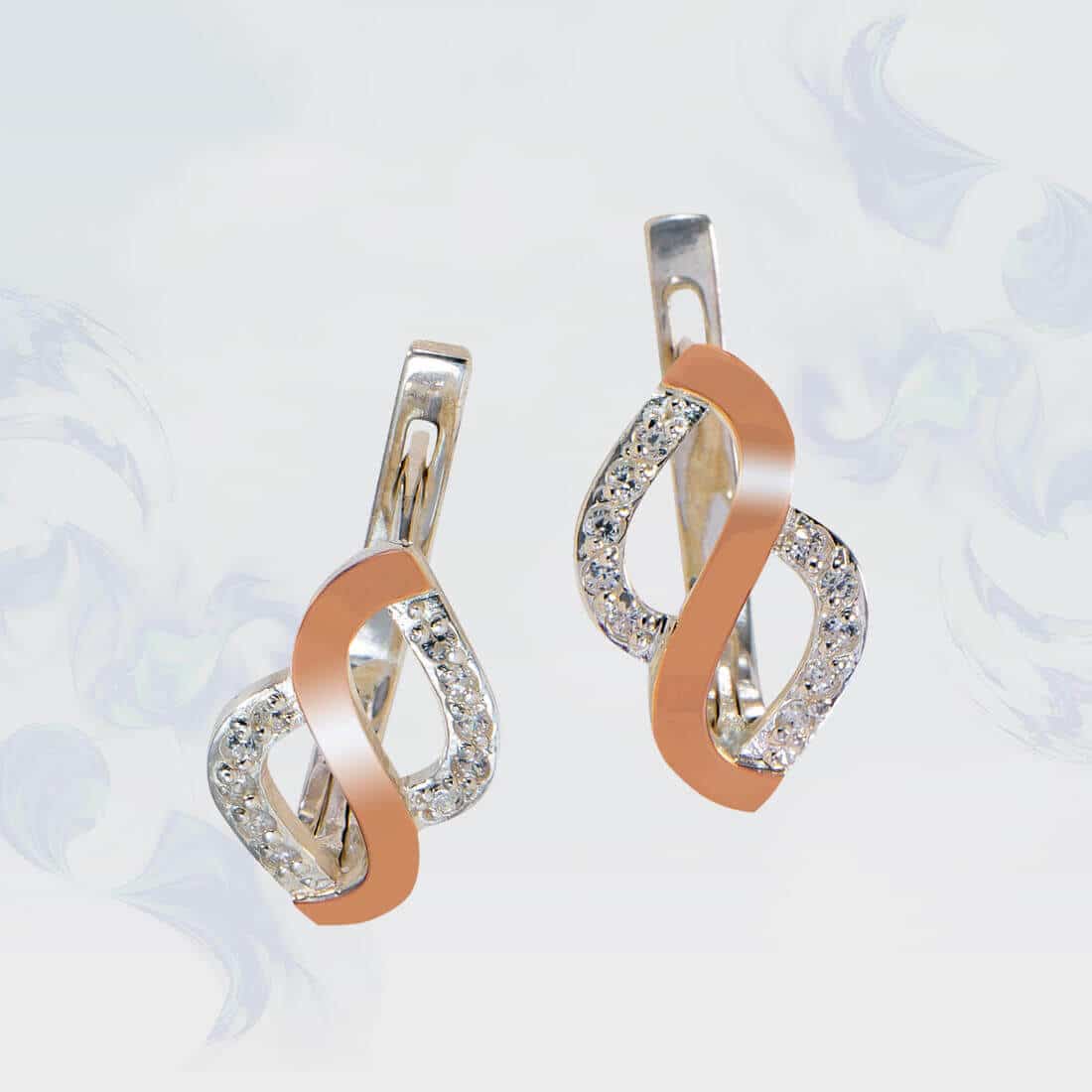 

Серьги из серебра с золотыми вставками SilverUA модель 128