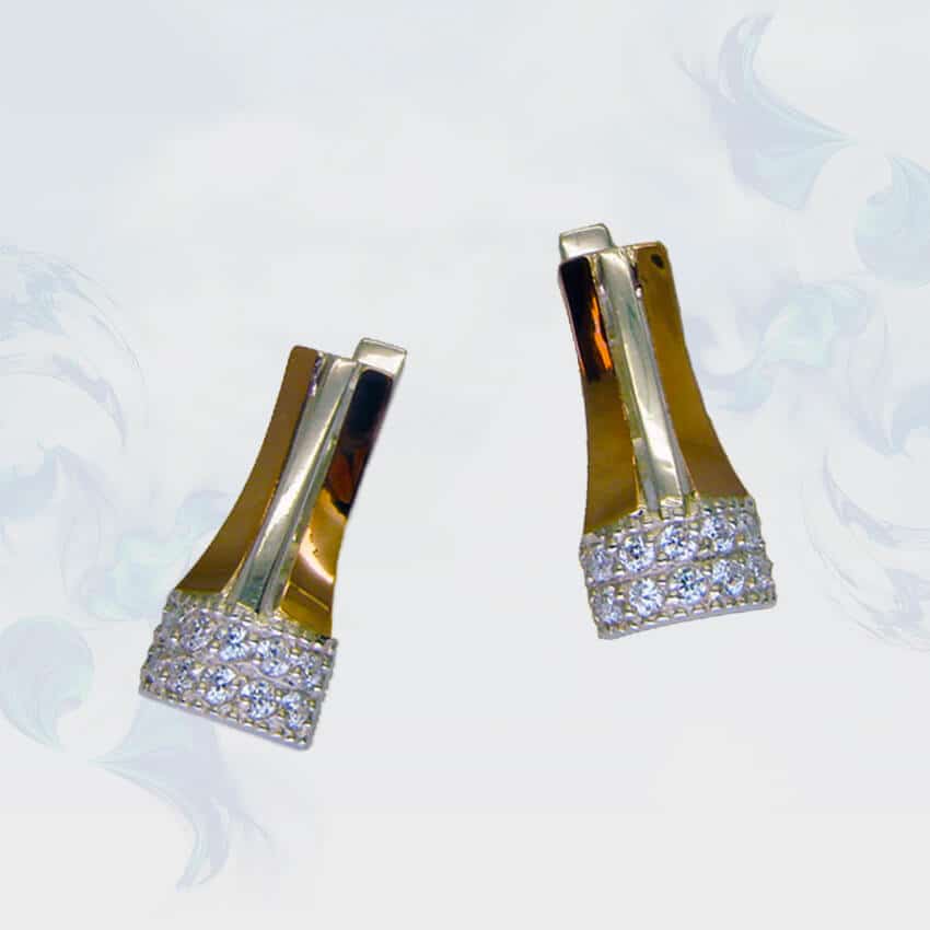 

Серьги из серебра с золотыми вставками SilverUA модель 087