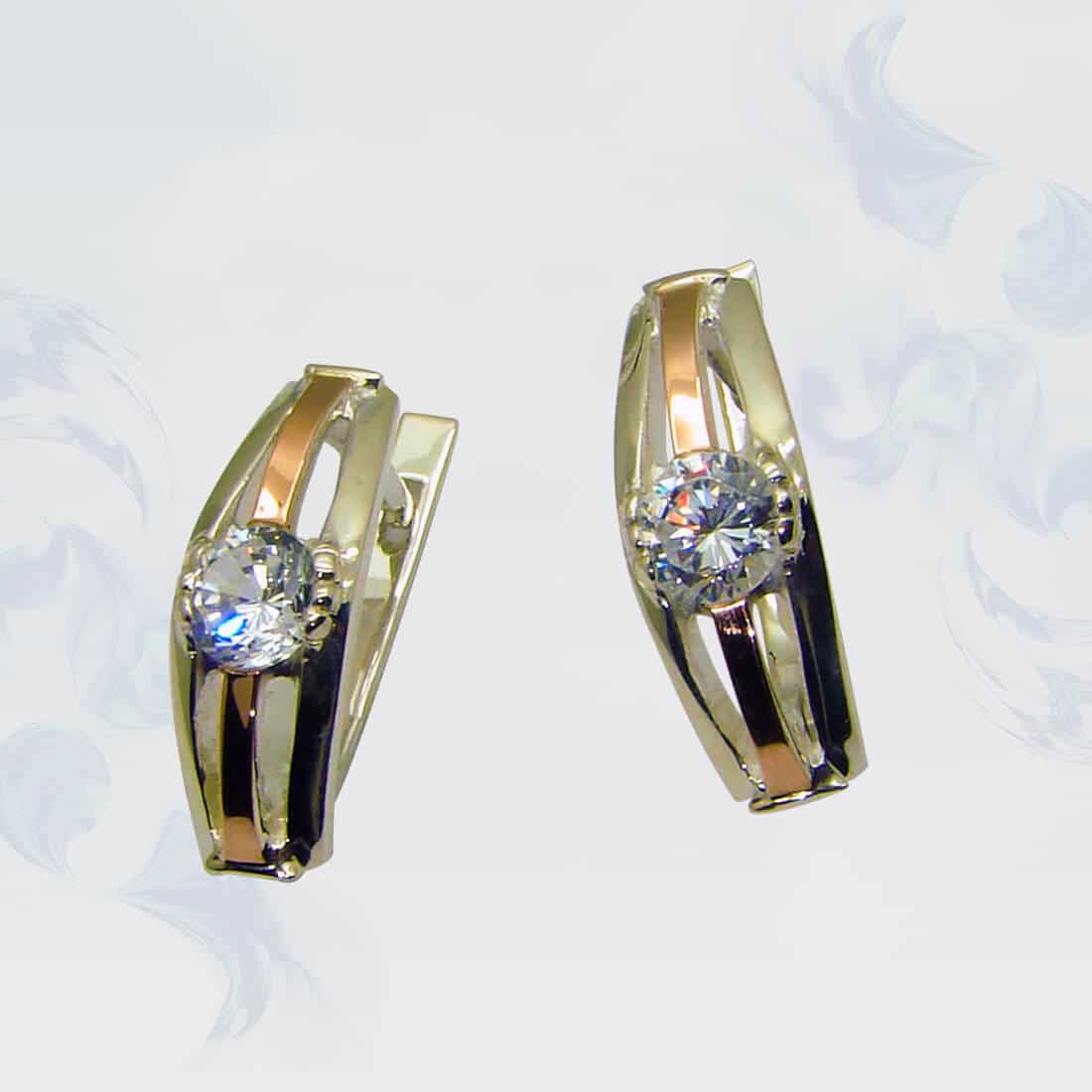 

Серьги из серебра с золотыми вставками SilverUA модель 033