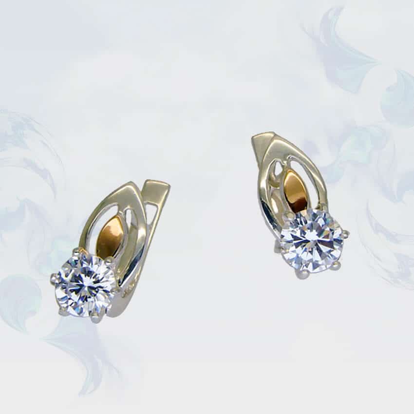 

Серьги из серебра с золотыми вставками SilverUA модель 110