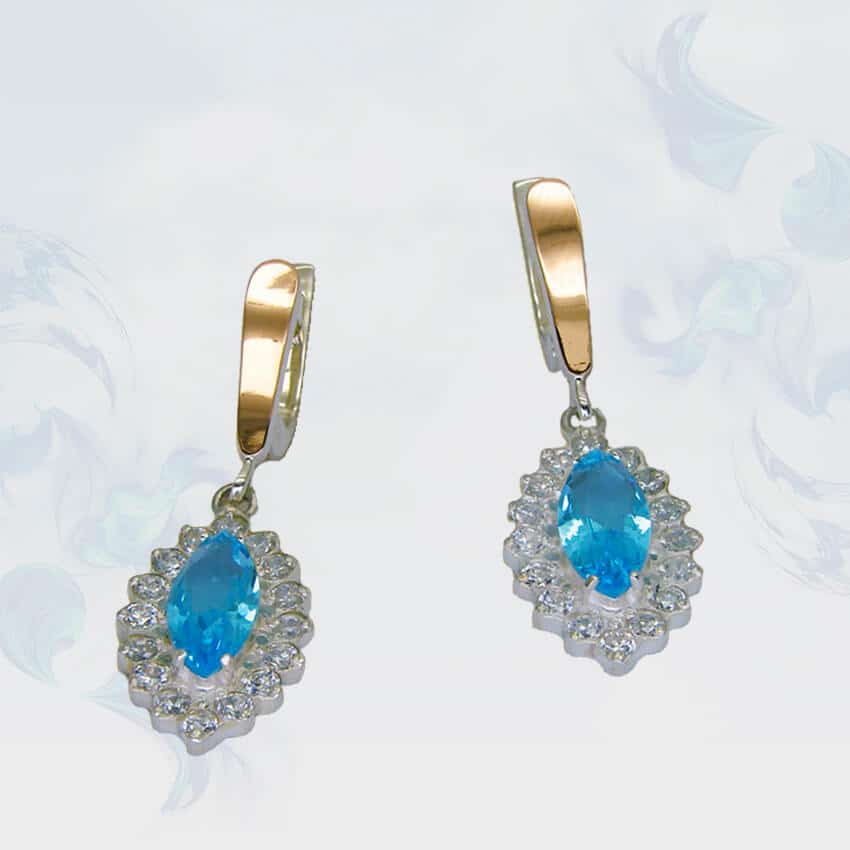 

Серьги из серебра с золотыми вставками SilverUA модель 096