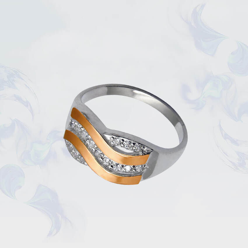 

Кольцо из серебра с золотыми вставками SilverUA модель 049 (размер 19,5)