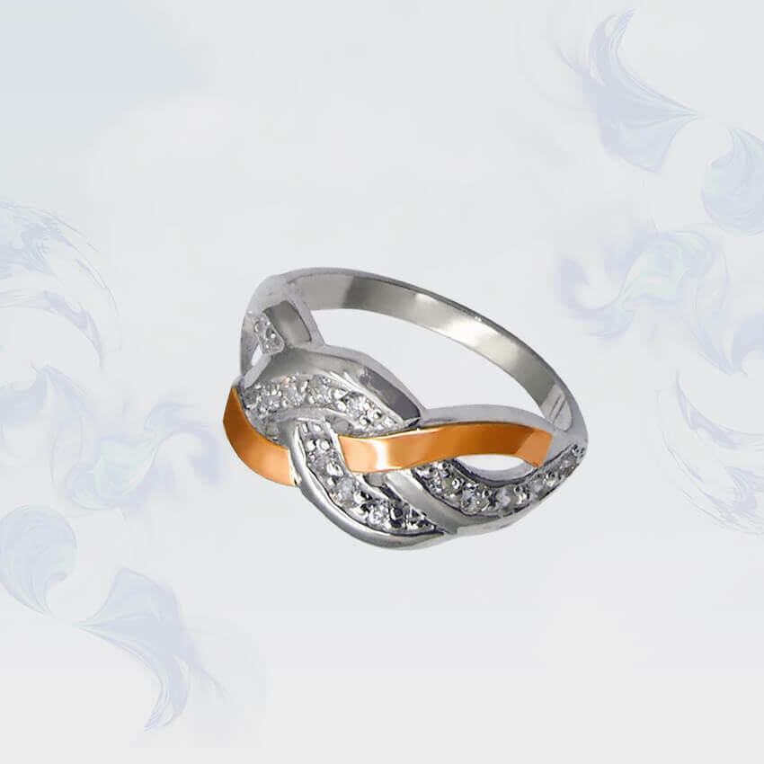 

Кольцо из серебра с золотыми вставками SilverUA модель 071 (размер 19,5)