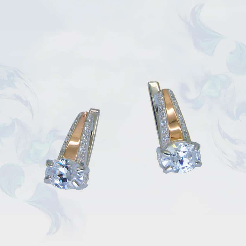 

Серьги из серебра с золотыми вставками SilverUA модель 092