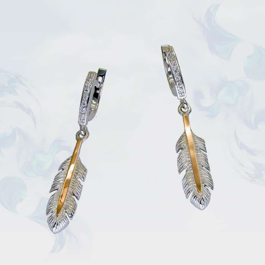 

Серьги из серебра с золотыми вставками SilverUA модель 108
