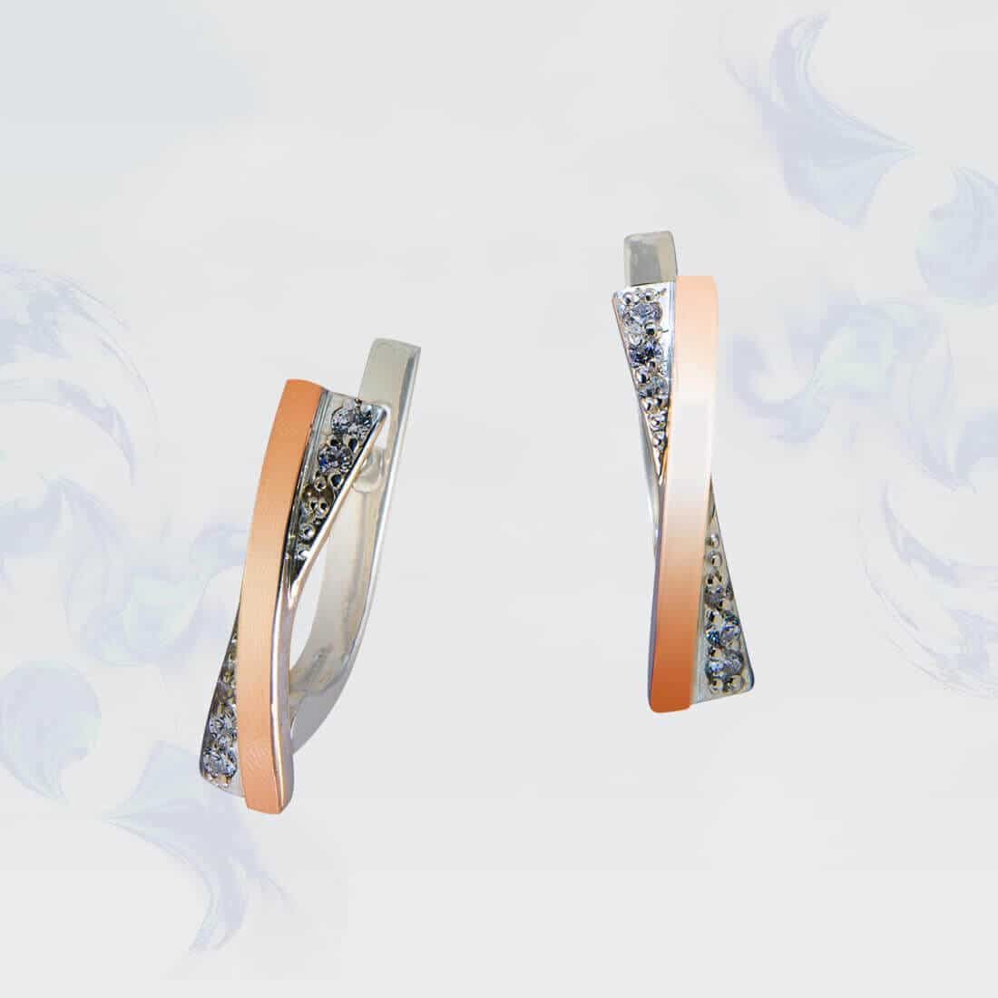 

Серьги из серебра с золотыми вставками SilverUA модель 129