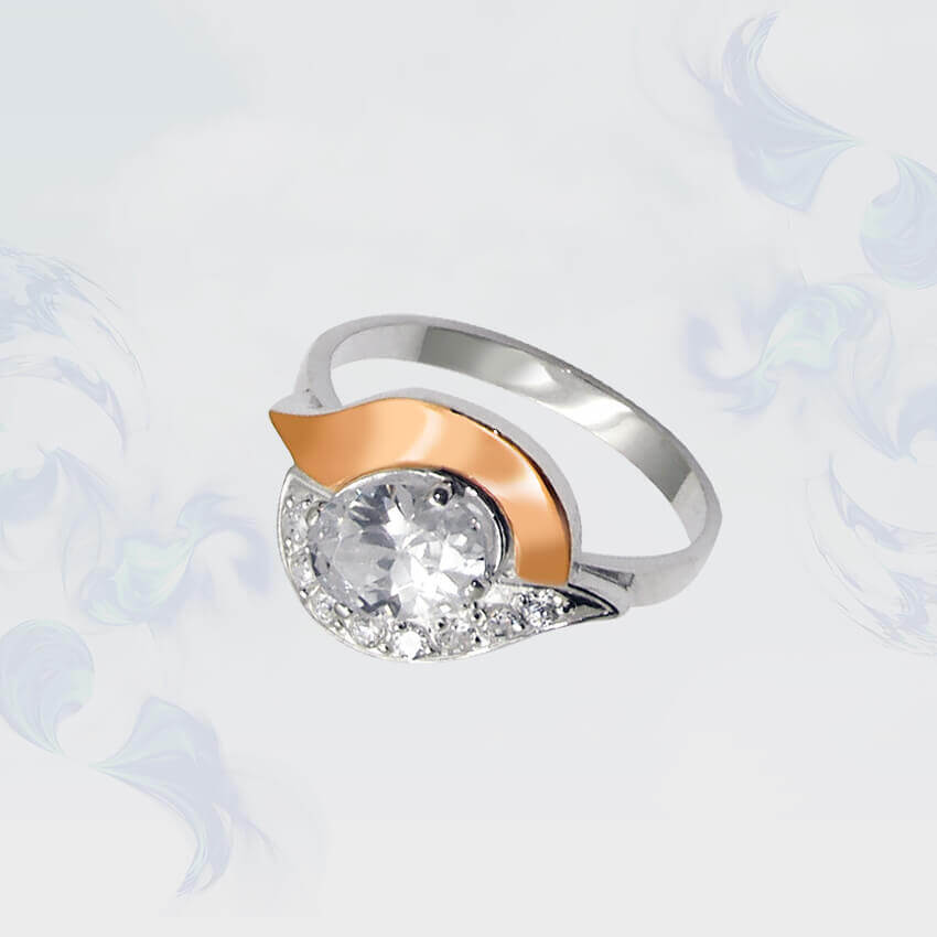 

Кольцо из серебра с золотыми вставками SilverUA модель 047 (размер 19,5)