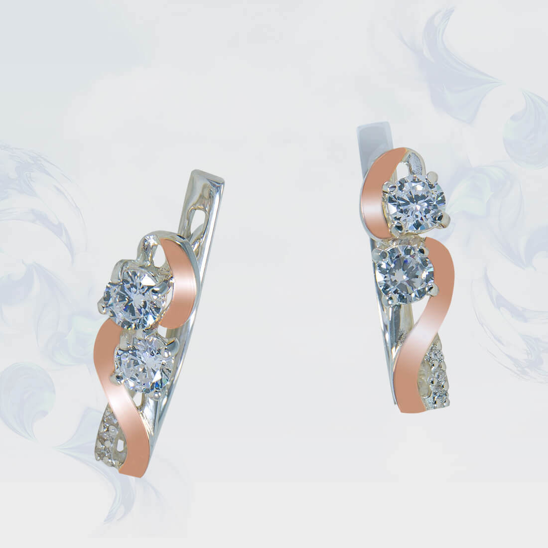 

Серьги из серебра с золотыми вставками SilverUA модель 179