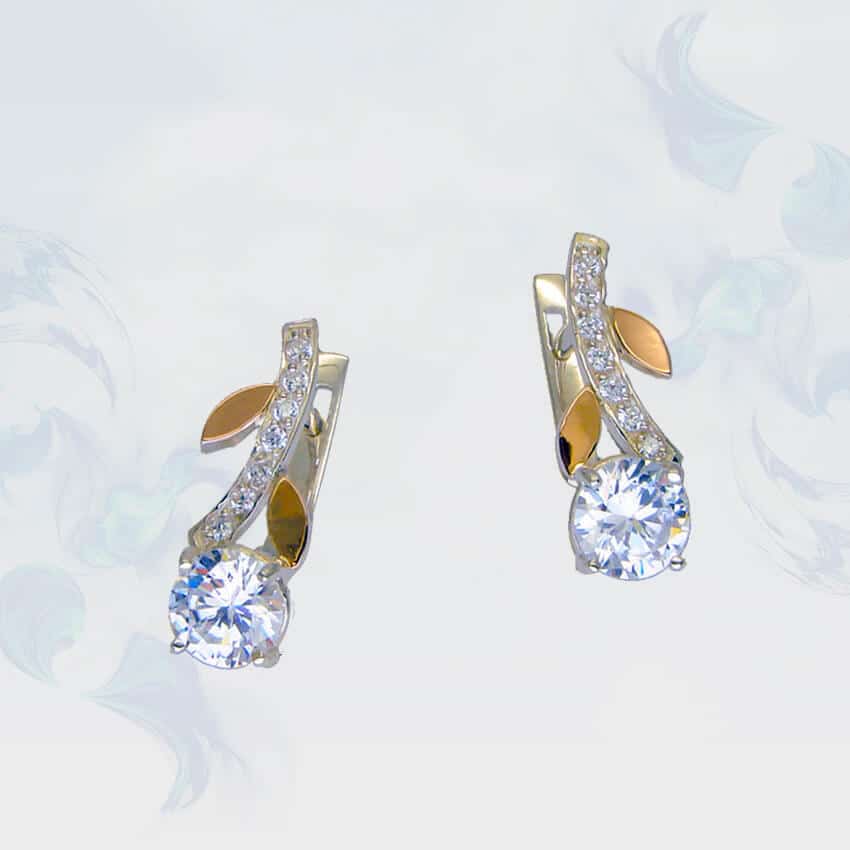 

Серьги из серебра с золотыми вставками SilverUA модель 112