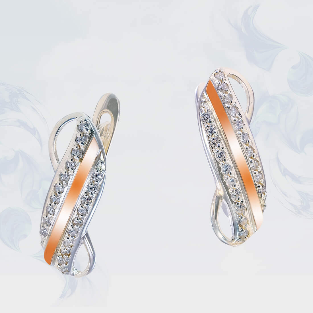 

Серьги из серебра с золотыми вставками SilverUA модель 195