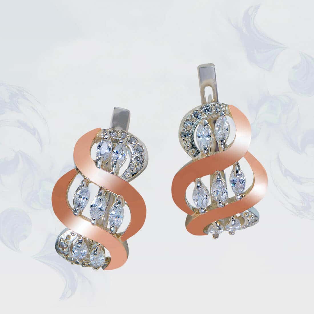 

Серьги из серебра с золотыми вставками SilverUA модель 127