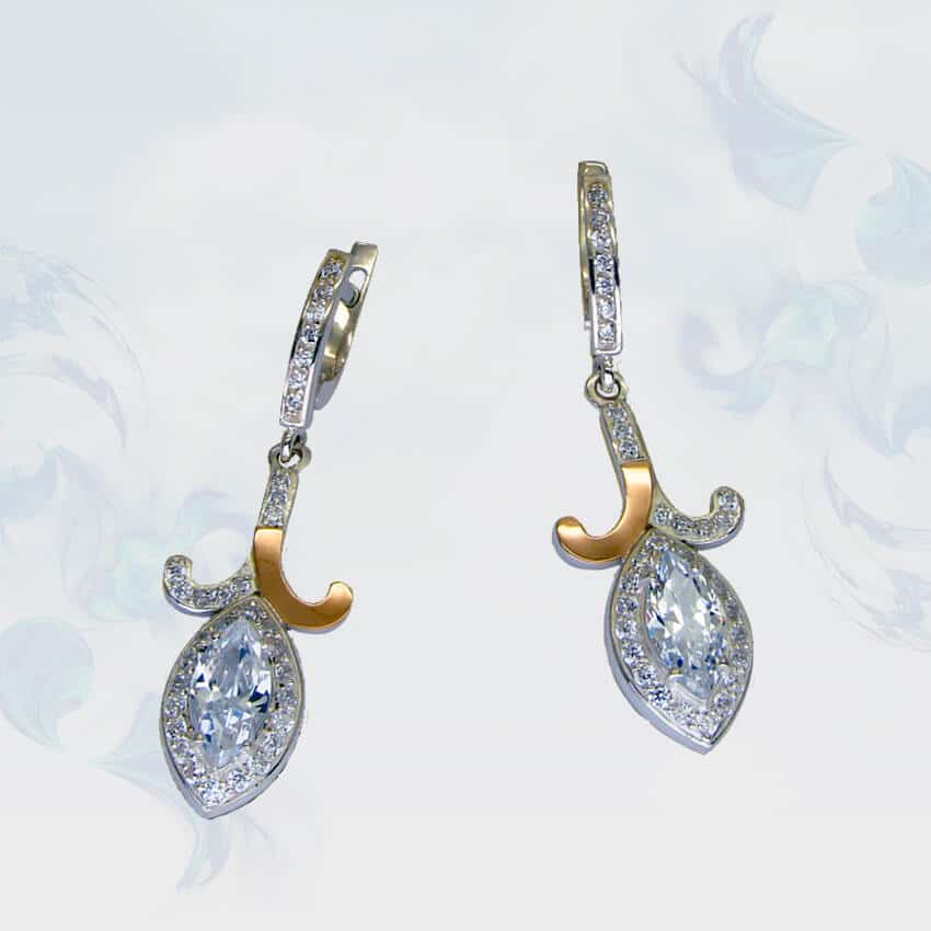 

Серьги из серебра с золотыми вставками SilverUA модель 100