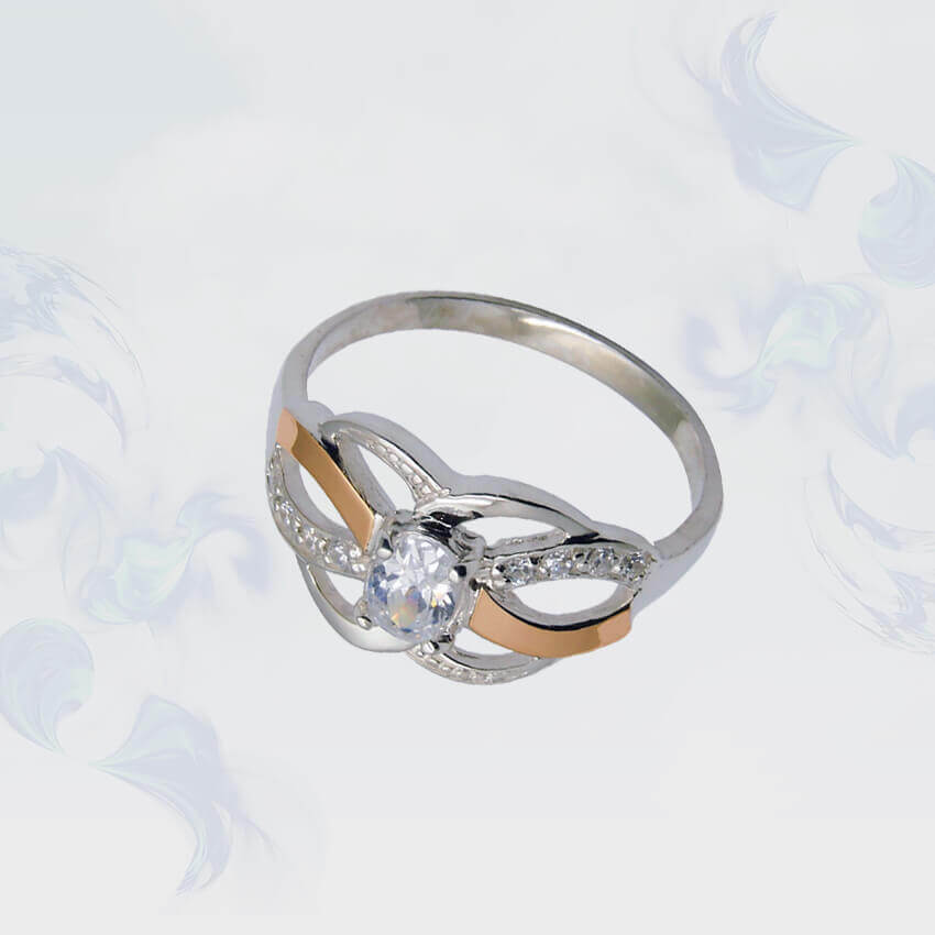 

Кольцо из серебра с золотыми вставками SilverUA модель 081 (размер 19,5)