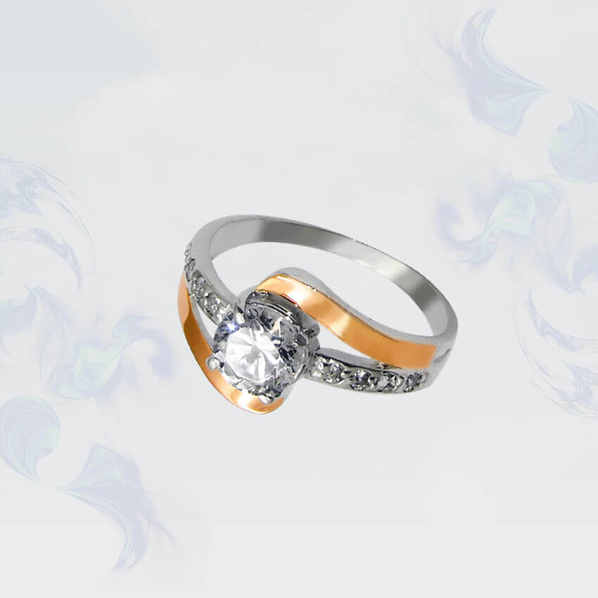 

Кольцо из серебра с золотыми вставками SilverUA модель 069 (размер 19,5)