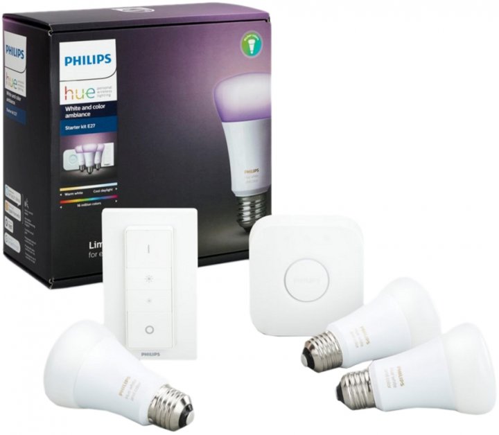 

Стартовый комплект Philips Hue Color (Bridge, Dimmer, лампа E27 3шт)