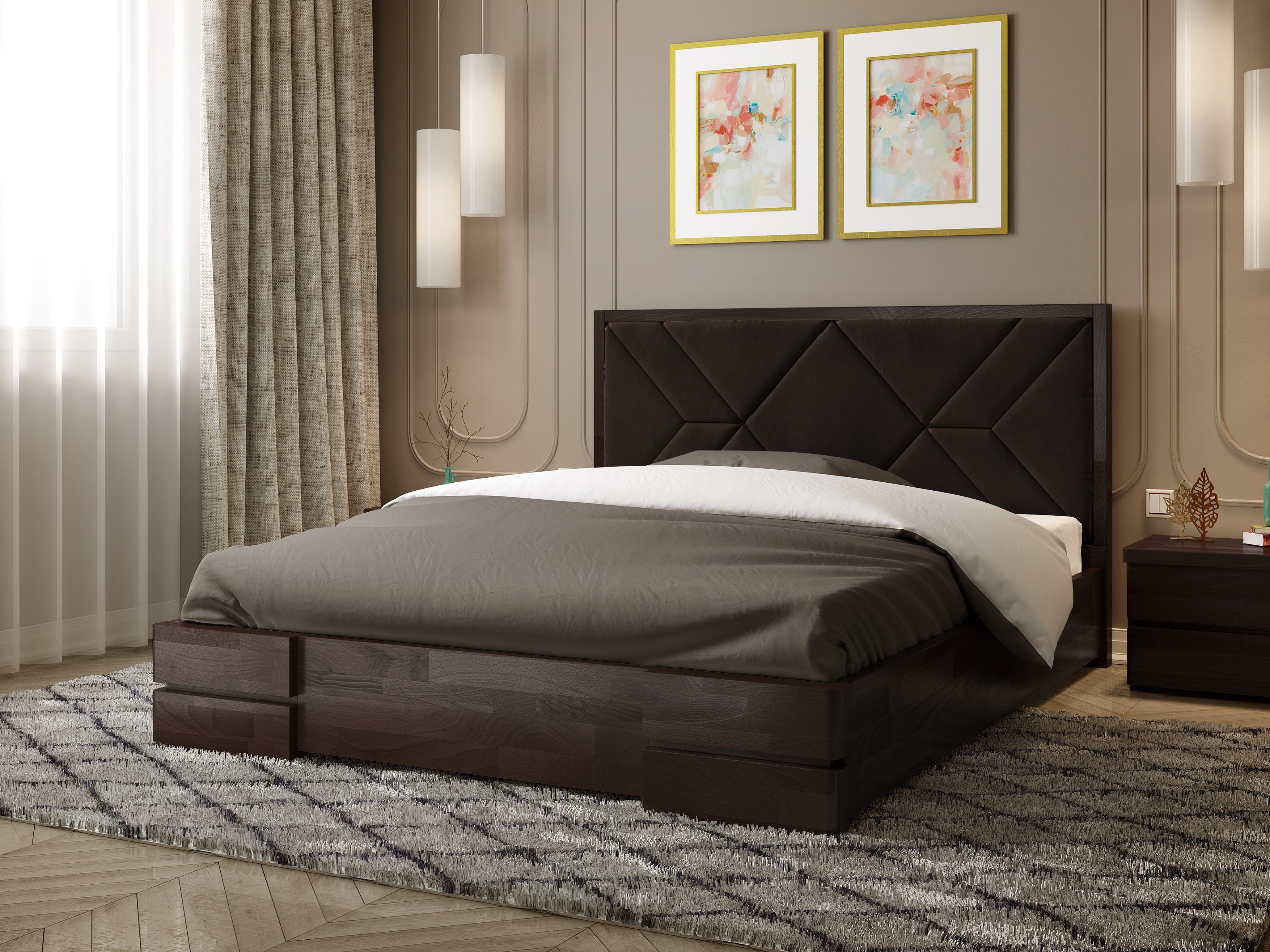 

Кровать Элит Arbordrev (180*200) сосна Темный Орех