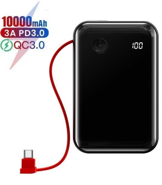 

Павербанк Baseus Digital Display 10000 mAh 15W/3A Quick Charge + кабель Type-C для iPad/Samsung/Xiaomi/Huawei/iPhone black