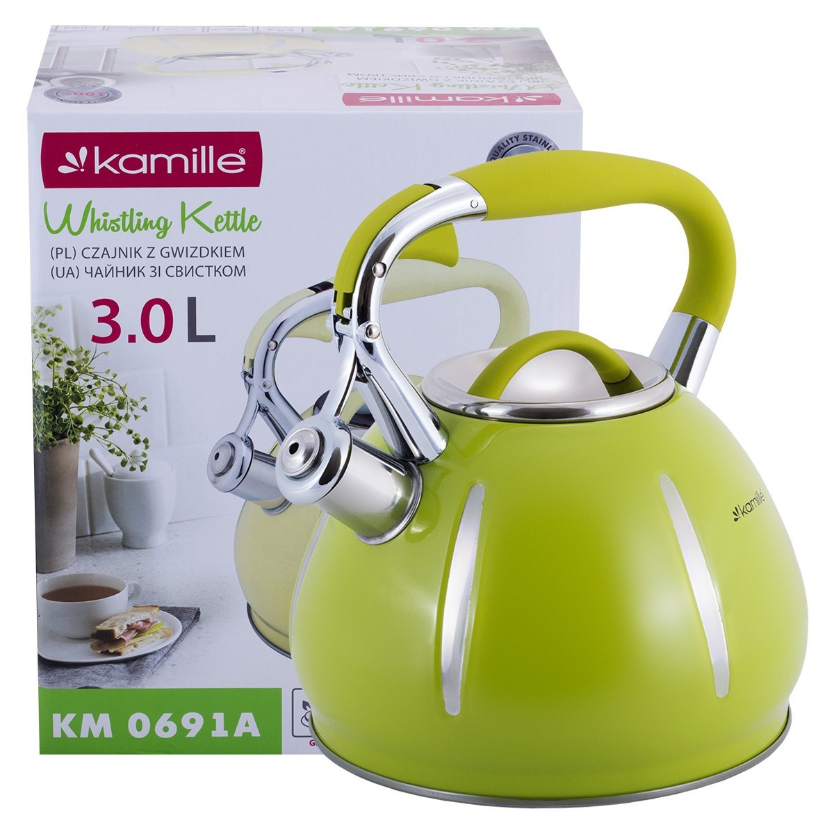 

Чайник Kamille Зеленый из нержавеющей стали со свистком 3л (0691А 2)