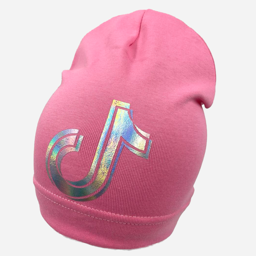

Демисезонная шапка Sample TikTok фольга 50-54 Розовая