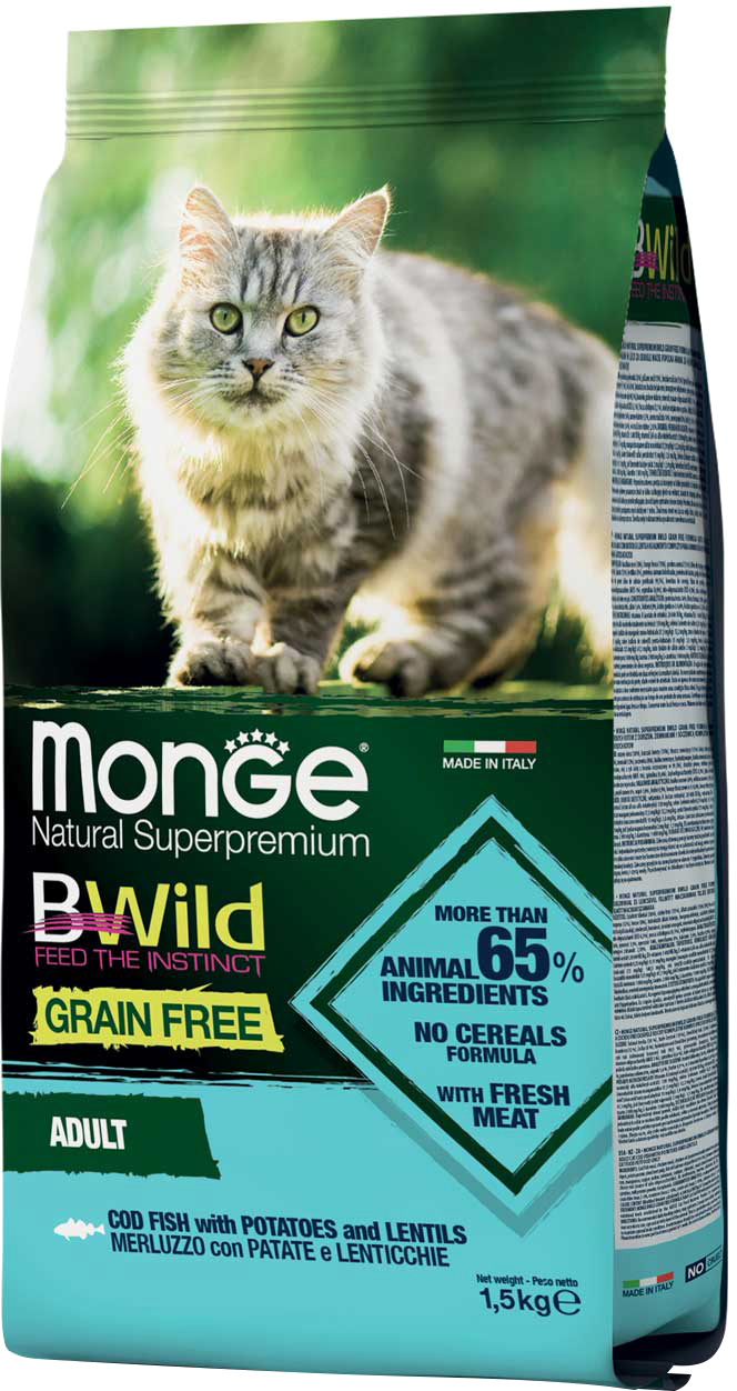 Акція на Сухой корм для котов Monge Cat Bwild GR.FREE со вкусом трески 1.5 кг (8009470012058) від Rozetka UA