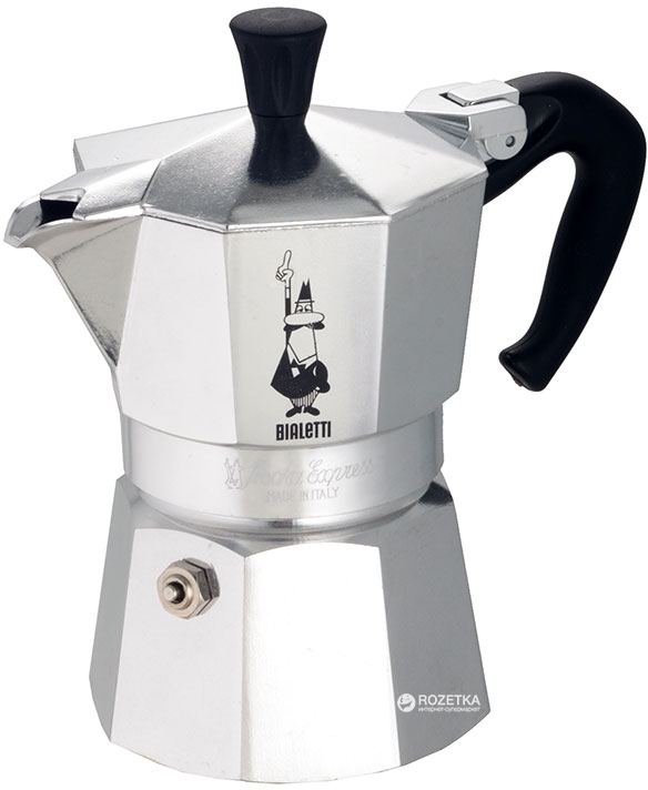 

Итальянская гейзерная кофеварка Bialetti Moka Express 180 мл на 4 чашки