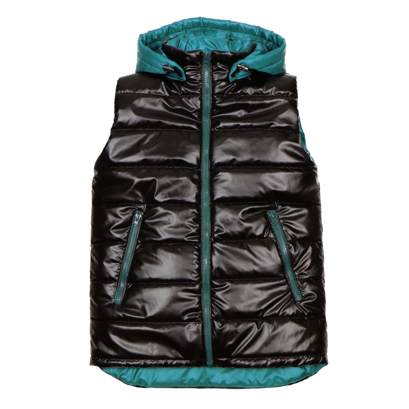 

Теплый жилет для мальчика DaNa-kids 152 см черный с изумрудным (54018)