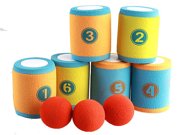 

Игра "Банки" 6 банок 10 см, 3 мячика 6 см AToys (6633)