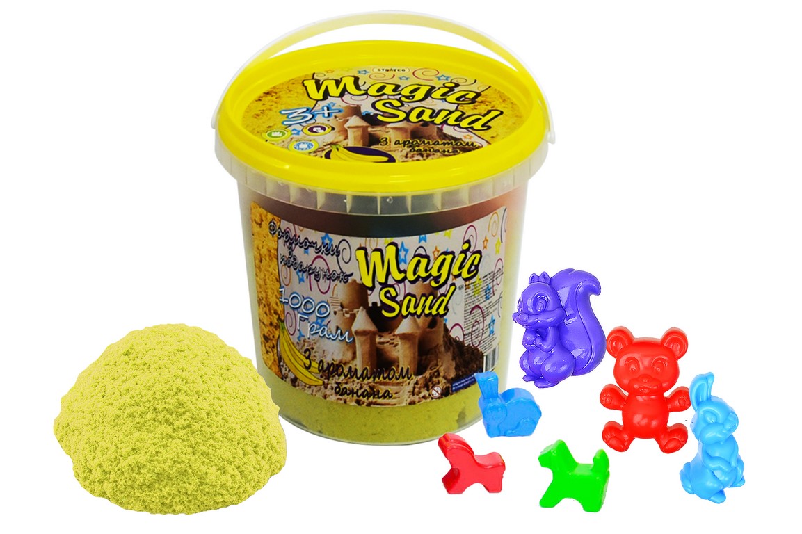 

Кинетический песок Magik sand, 1кг, желтый, с ар.банана(372-12S)