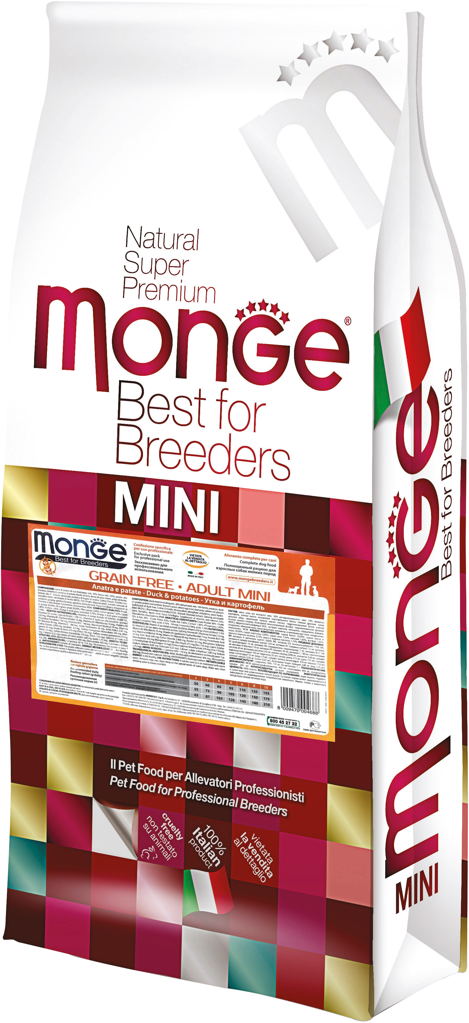 

Сухой корм Monge Dog Bwild Gr.Free Mini Утка 15 кг