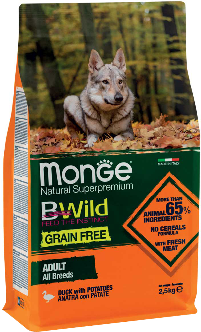 

Сухой корм Monge Dog Bwild Gr.Free Утка 2.5 кг