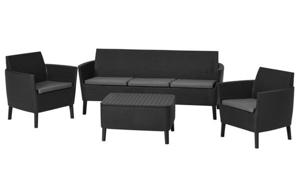 

Комплект пластиковой садовой мебели из искусственного ротанга Keter Salemo 3 seater set 238590 графит