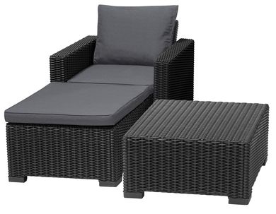 

Комплект мебели для терассы Moorea Table + Chair + Stool With Cushio 231729 графит