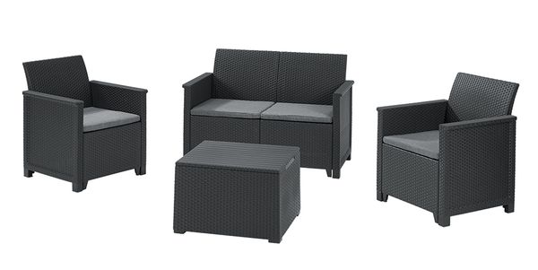 

Комплект пластиковой садовой мебели Keter Emma 2 Seater Sofa Set 246156 графит