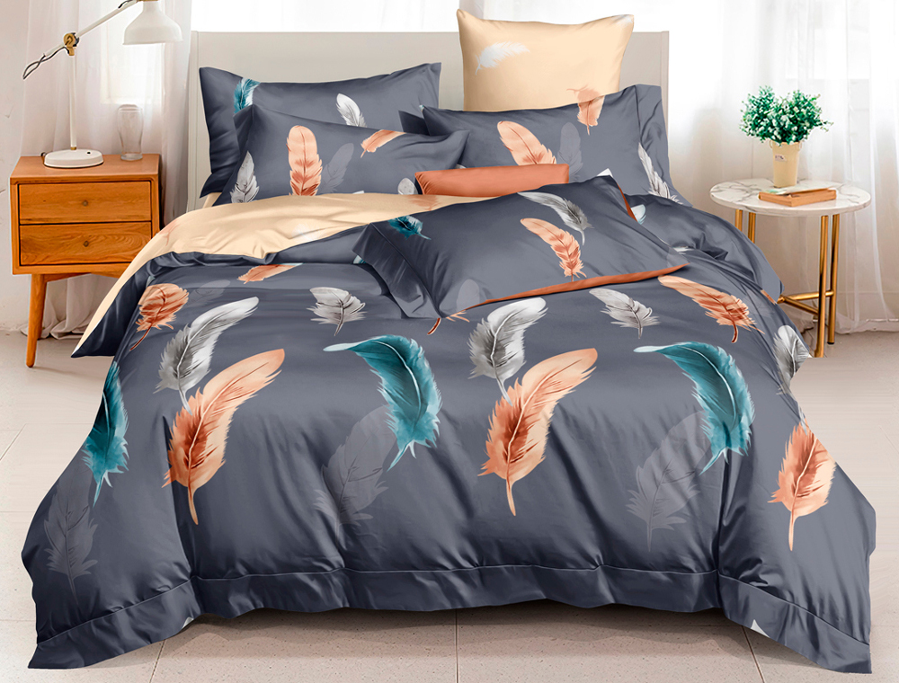 

Двуспальный набор постельного белья 180*220 из Сатина №162AB Черешенка