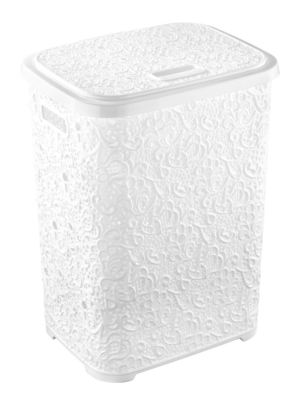 Корзина для белья АЖУР с крышкой, с ручками 67 л. Elif Plastik белая Е ...