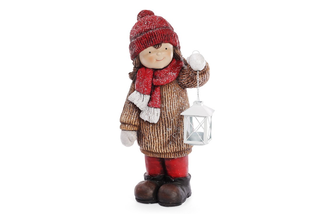 

Новогодняя фигура Девочка с фонариком 45см красный BonaDi 820-149