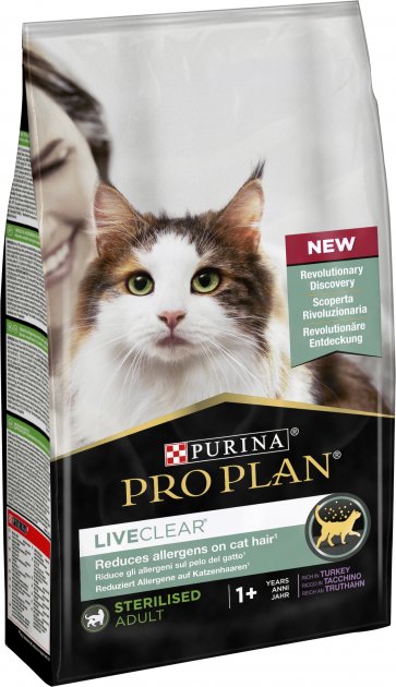 

Сухой полнорационный корм для стерилизованных котов Purina Pro Plan LiveClear для уменьшения аллергенов на шерсти с индейкой 1.4 кг