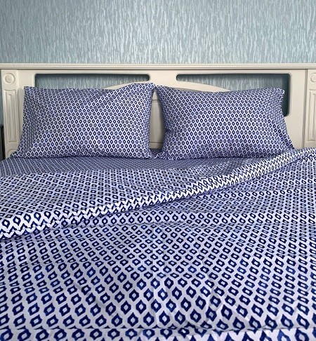 

Комплект постельного белья Geometric Blue Бязь Двуспальный 180х215
