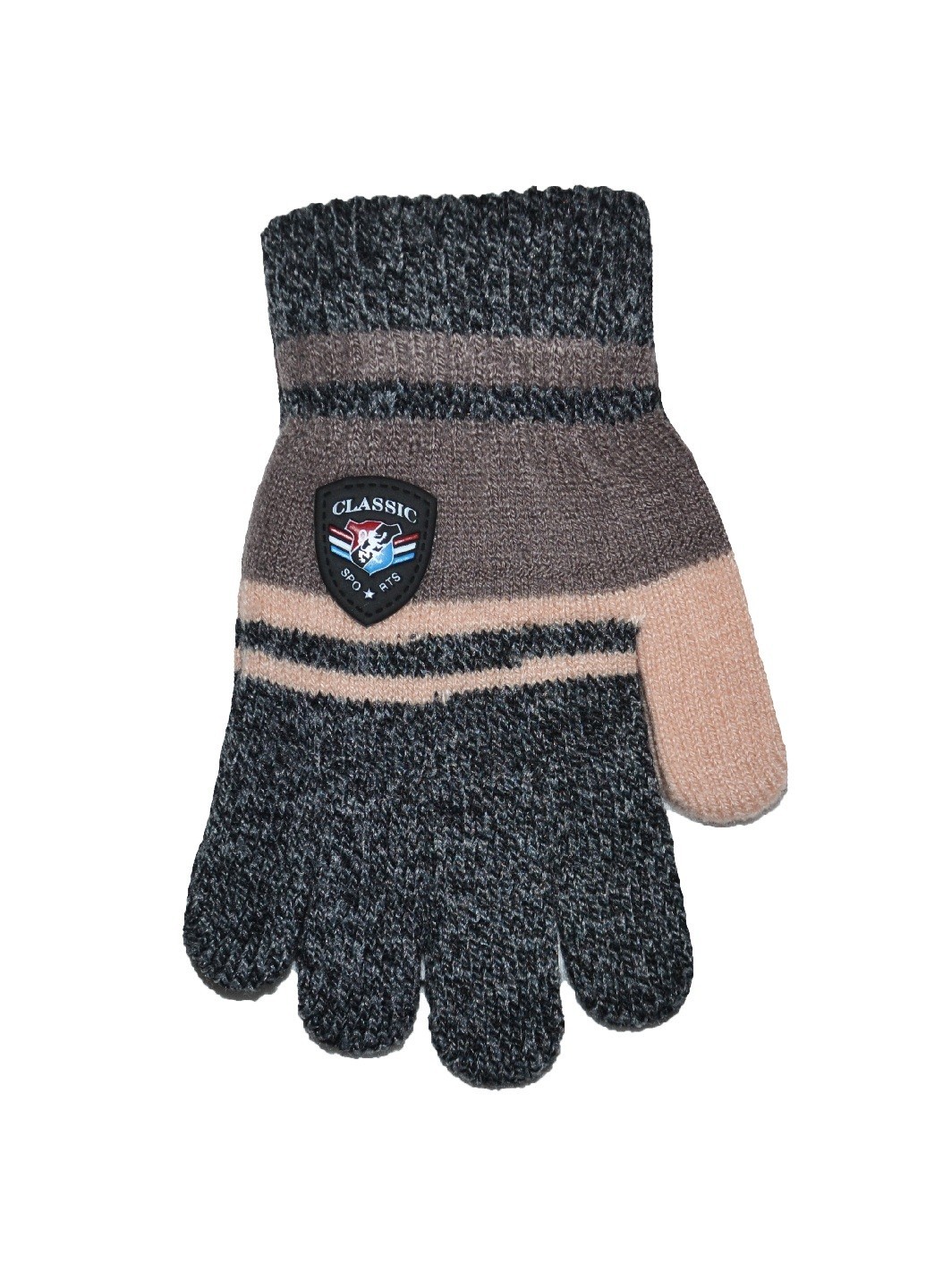 

Перчатки детям 14 см с начесом полосатые серые (РУК-82-08)