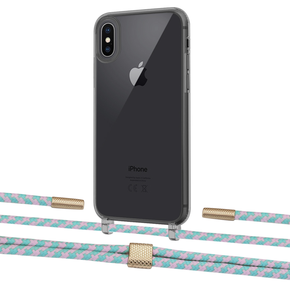 

Чехол Upex Crossbody Protection Case для iPhone XS | X Dark with Twine Turquoise and Fausset Gold