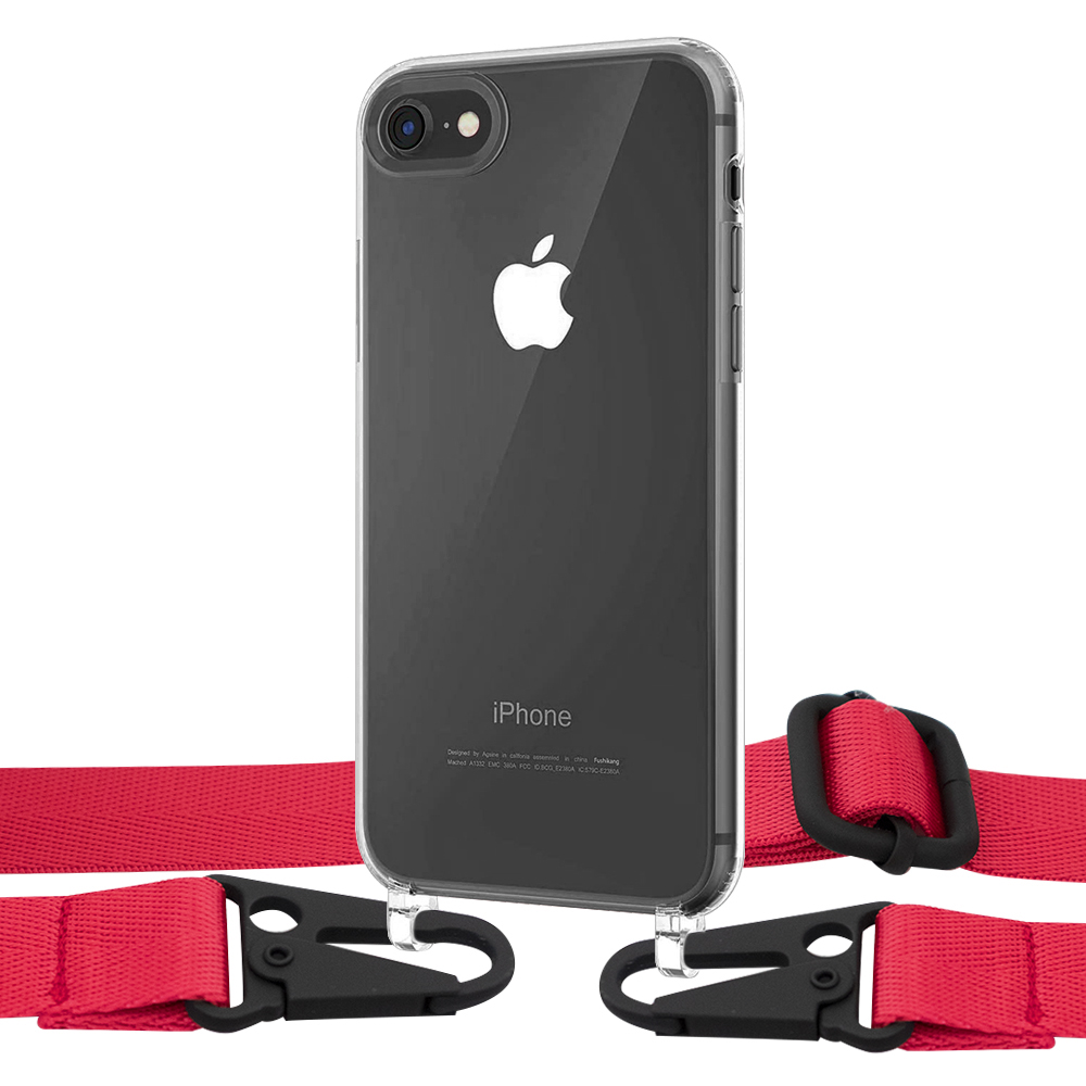 

Чехол Upex Crossbody Protection Case для iPhone SE 2020 | 8 | 7 Crystal with Harness Red
