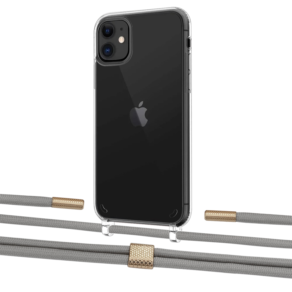 

Чехол Upex Crossbody Protection Case для iPhone 11 Crystal with Twine Gray and Fausset Gold